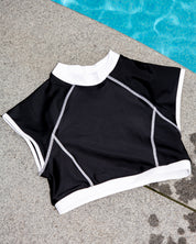 Cropped Scuba Top- Salt & Pepper