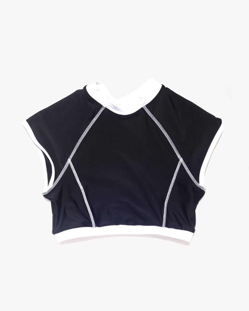 Cropped Scuba Top- Salt & Pepper