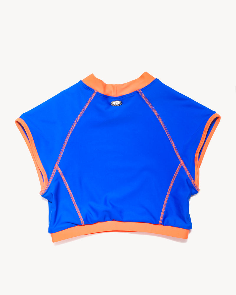 Cropped Scuba Top- Cobalt & Coral