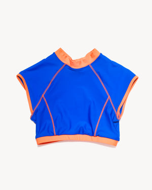 Cropped Scuba Top- Cobalt & Coral